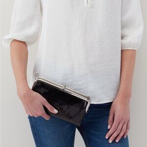 HOBO Black Leather Organizer Clutch